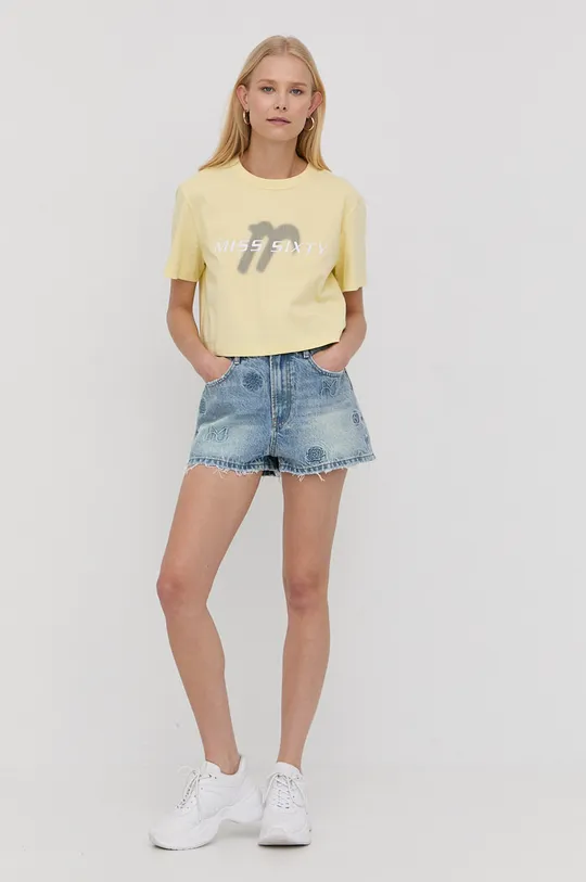 Βαμβακερό μπλουζάκι Miss Sixty κίτρινο