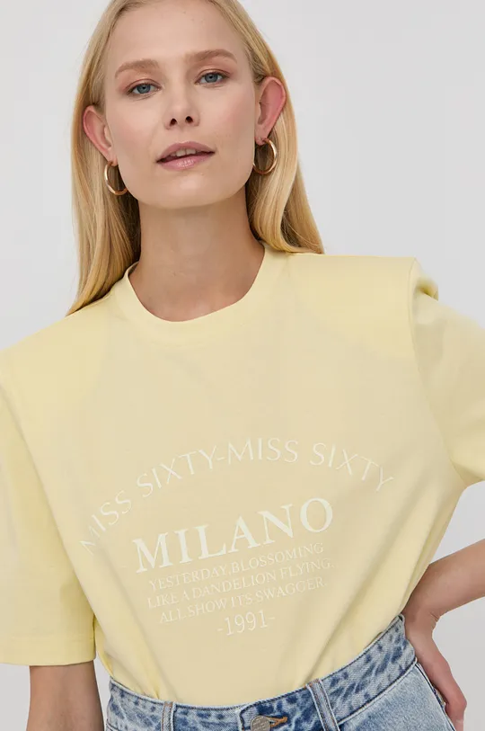 κίτρινο Βαμβακερό μπλουζάκι Miss Sixty Γυναικεία