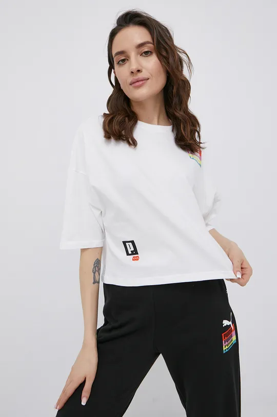 λευκό Βαμβακερό μπλουζάκι Puma Γυναικεία