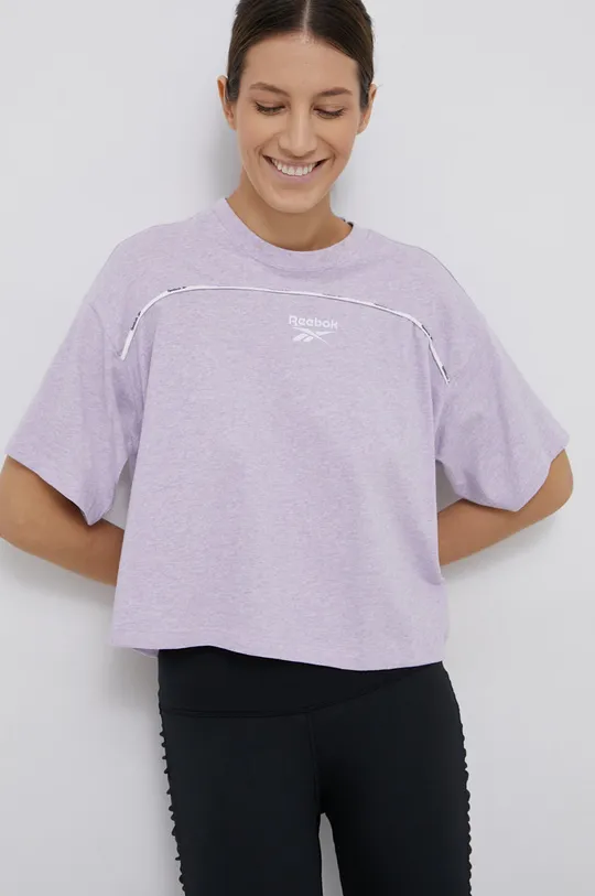 μωβ Βαμβακερό μπλουζάκι Reebok Γυναικεία