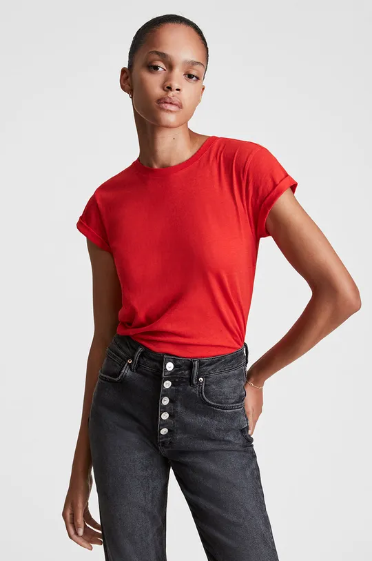 κόκκινο Βαμβακερό μπλουζάκι AllSaints Γυναικεία