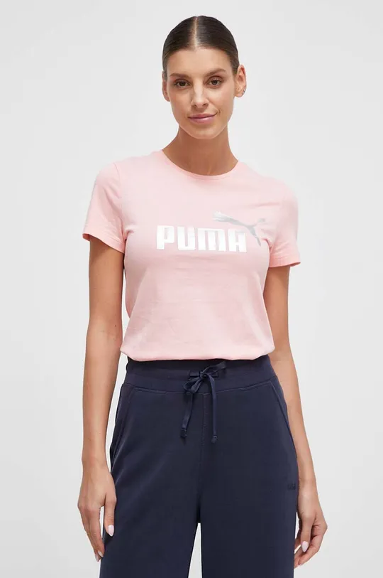 Pamučna majica Puma roza