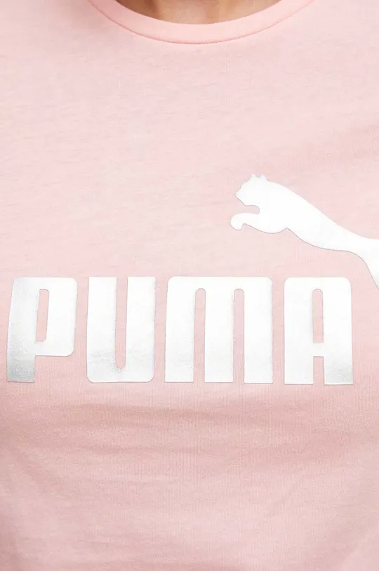 różowy Puma t-shirt bawełniany