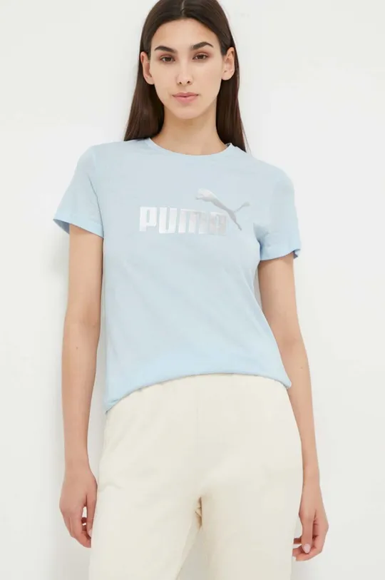 μπλε Βαμβακερό μπλουζάκι Puma Γυναικεία