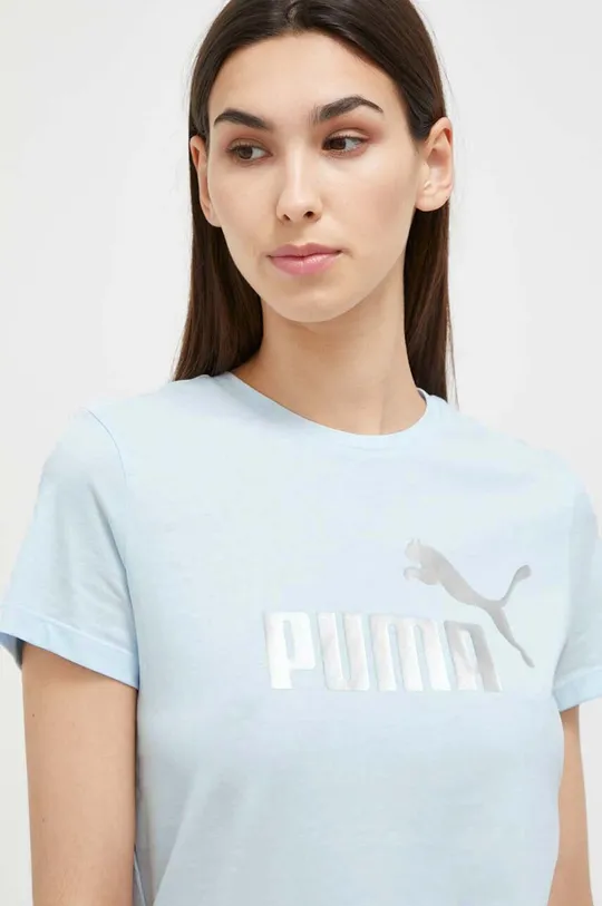 μπλε Βαμβακερό μπλουζάκι Puma