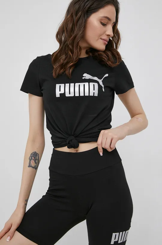 Puma bombažna majica črna