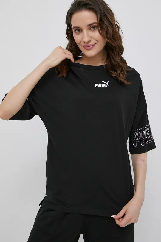 čierna Bavlnené tričko Puma 848827 Dámsky