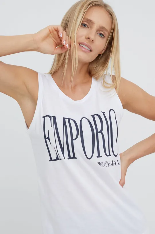biela Bavlnený plážový top Emporio Armani Underwear