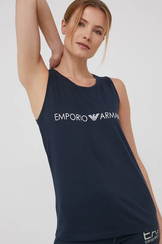 тёмно-синий Хлопковый пляжный топ Emporio Armani Underwear Женский