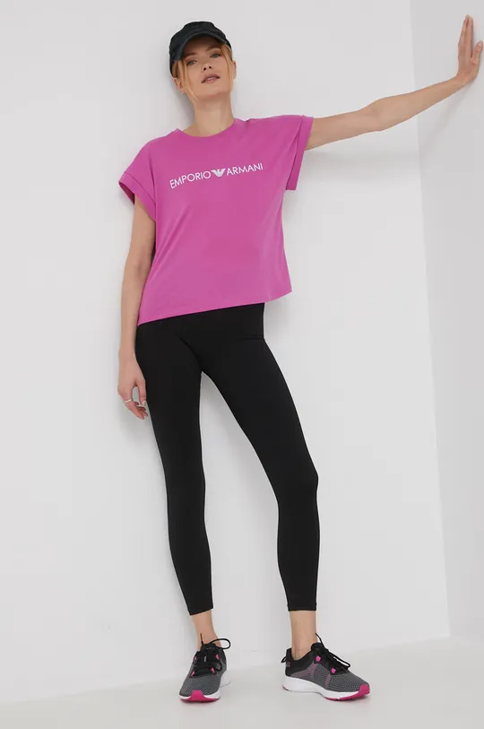 Хлопковая футболка Emporio Armani Underwear розовый