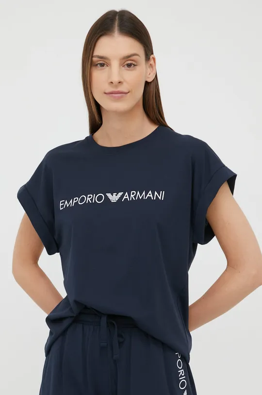 Bavlnené tričko Emporio Armani Underwear tmavomodrá