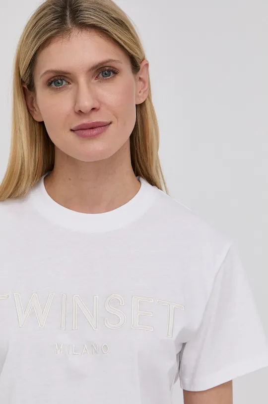 λευκό Twinset - Βαμβακερό μπλουζάκι