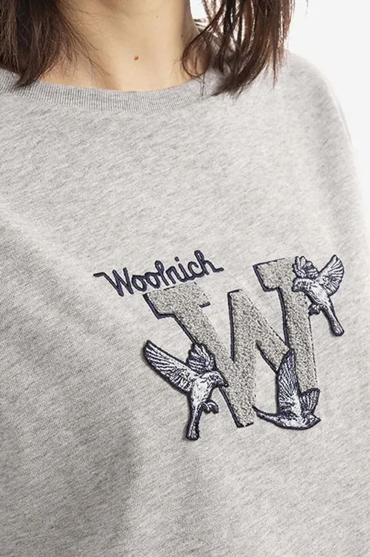šedá Bavlněné tričko Woolrich GRAPHIC