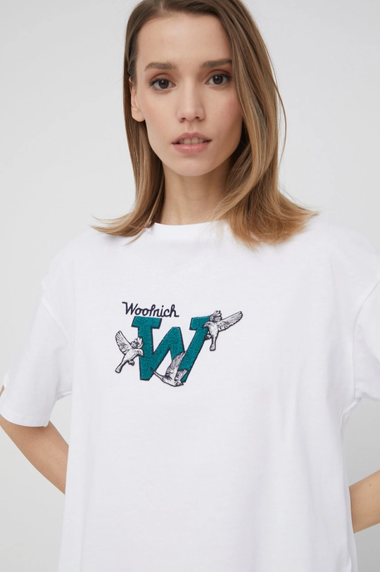 biały Woolrich t-shirt bawełniany