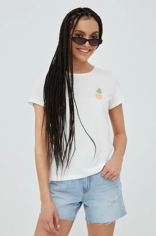 Βαμβακερό μπλουζάκι Vero Moda λευκό