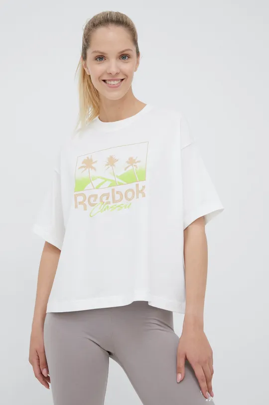 μπεζ Βαμβακερό μπλουζάκι Reebok Classic Γυναικεία
