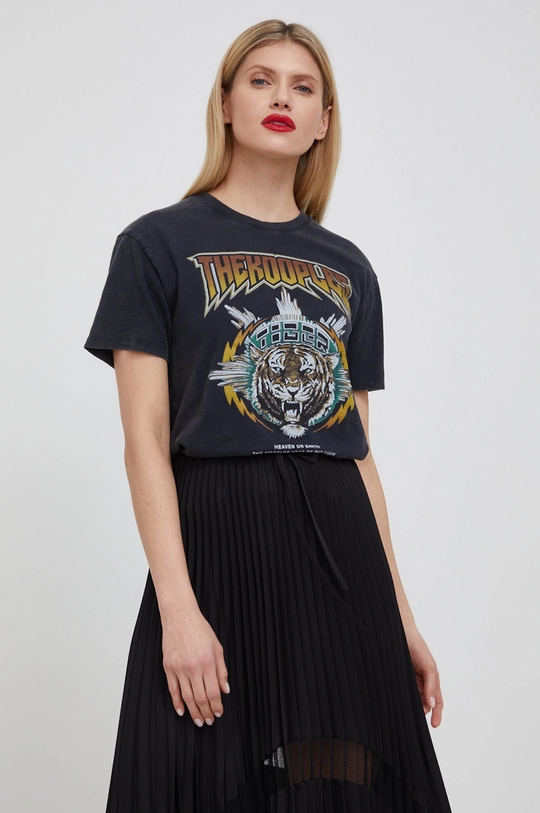 szary The Kooples t-shirt bawełniany Damski