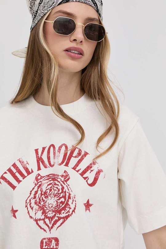 beżowy The Kooples t-shirt bawełniany