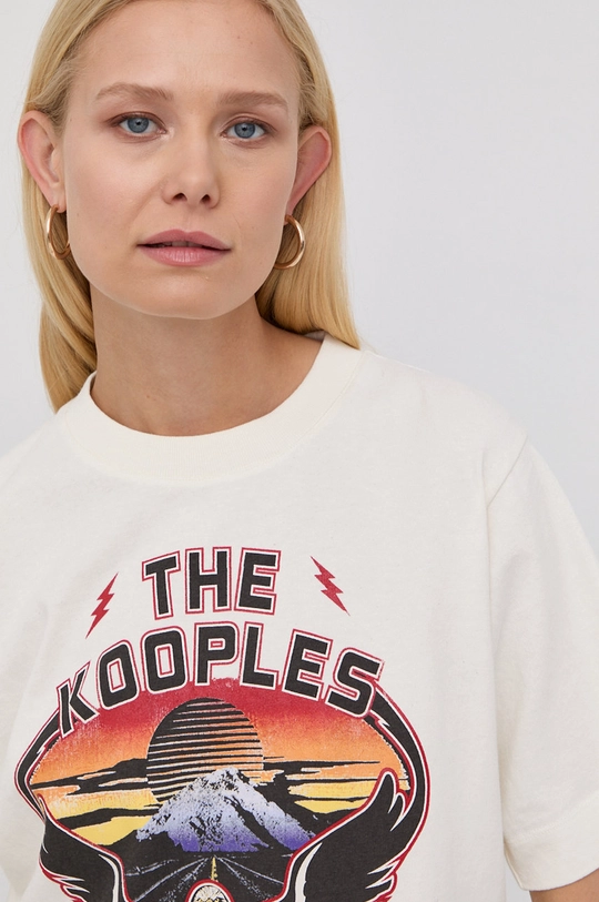 μπεζ Βαμβακερό μπλουζάκι The Kooples