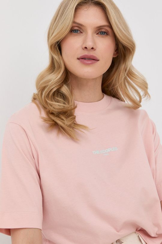 pastelově růžová Bavlněné tričko The Kooples
