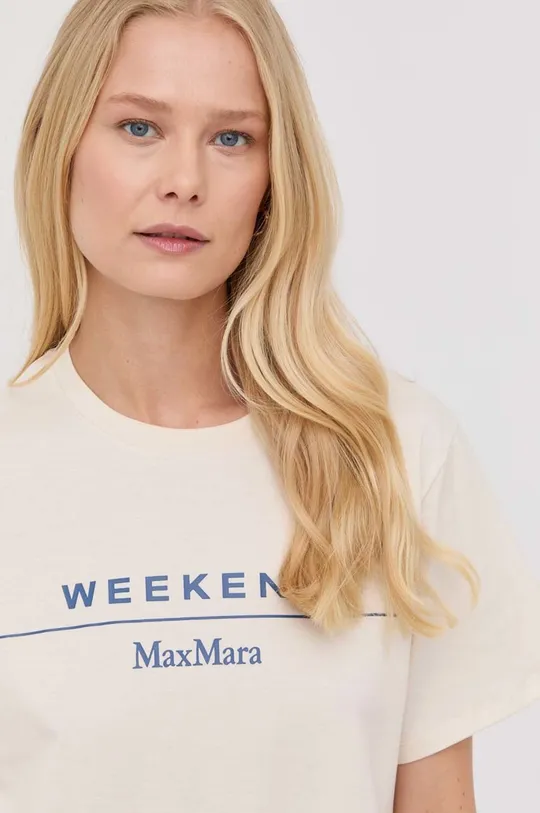 бежевый Хлопковая футболка Weekend Max Mara