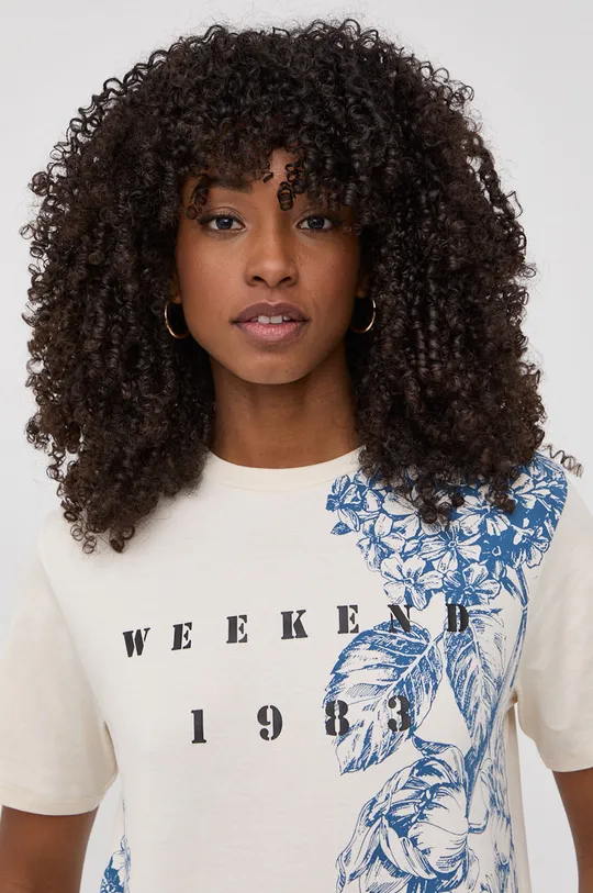 σκούρο μπλε Βαμβακερό μπλουζάκι Weekend Max Mara Γυναικεία