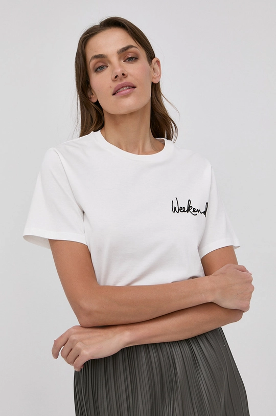 biały Weekend Max Mara T-shirt bawełniany Damski