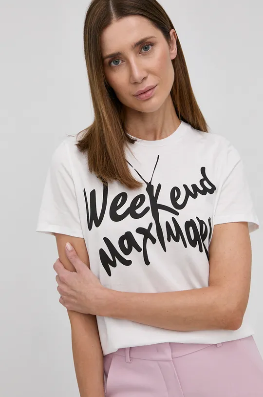 білий Бавовняна футболка Weekend Max Mara Жіночий