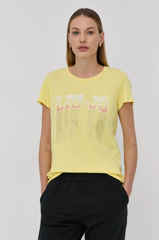 κίτρινο Βαμβακερό μπλουζάκι Liu Jo Γυναικεία