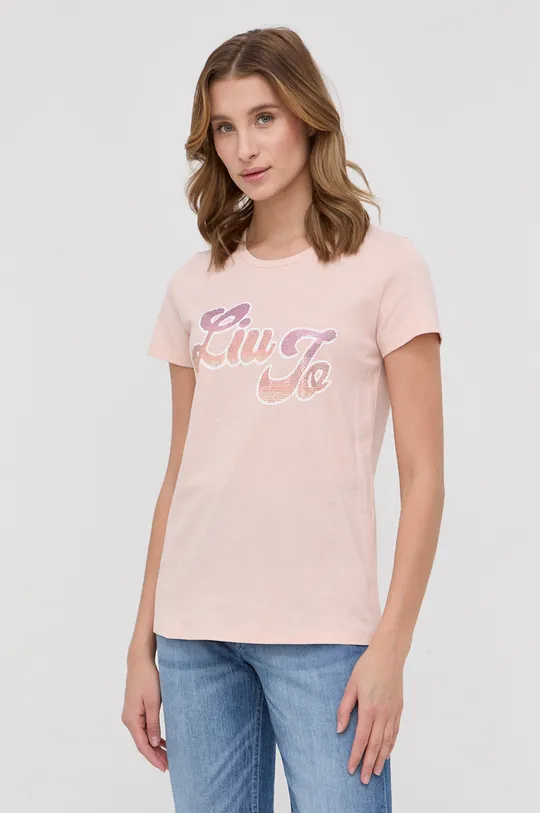 ροζ Βαμβακερό μπλουζάκι Liu Jo