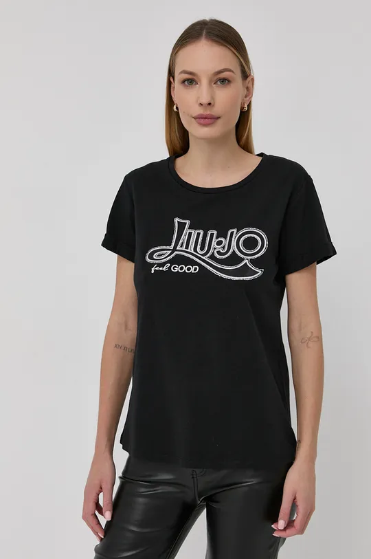 czarny Liu Jo t-shirt TA2090.JS003 Damski