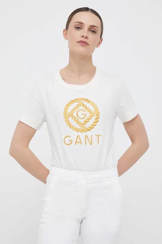 μπεζ Βαμβακερό μπλουζάκι Gant Γυναικεία