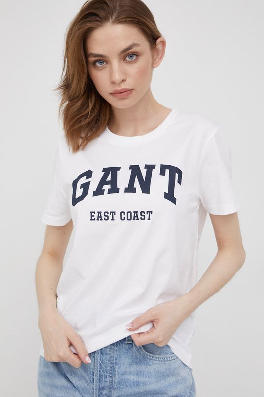 biały Gant t-shirt bawełniany 4200233 Damski