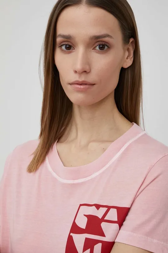 różowy Gant t-shirt bawełniany 4203478
