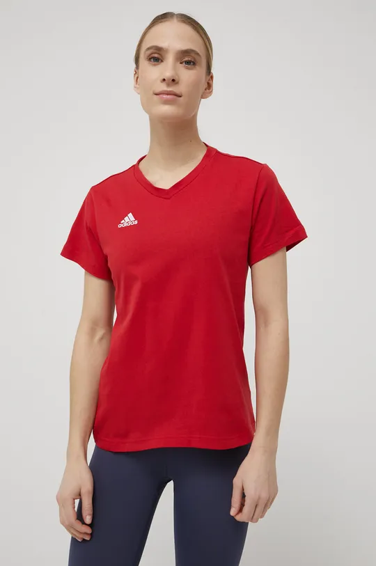 czerwony adidas Performance t-shirt Entrada 22 HC0441 Damski