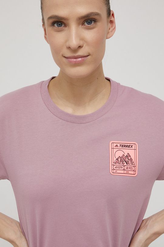 fioletowy adidas TERREX t-shirt bawełniany H50944