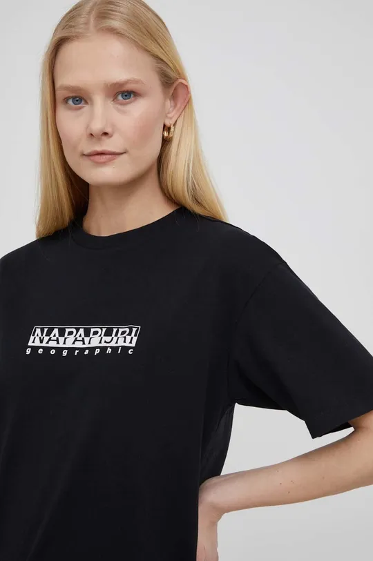 μαύρο Napapijri βαμβακερό μπλουζάκι
