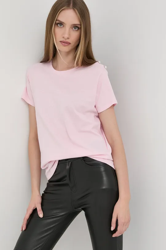 Βαμβακερό μπλουζάκι Custommade ροζ