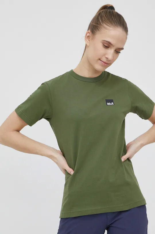 πράσινο Βαμβακερό μπλουζάκι Jack Wolfskin Γυναικεία