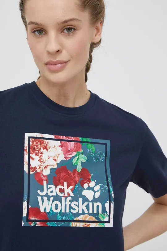 granatowy Jack Wolfskin t-shirt bawełniany