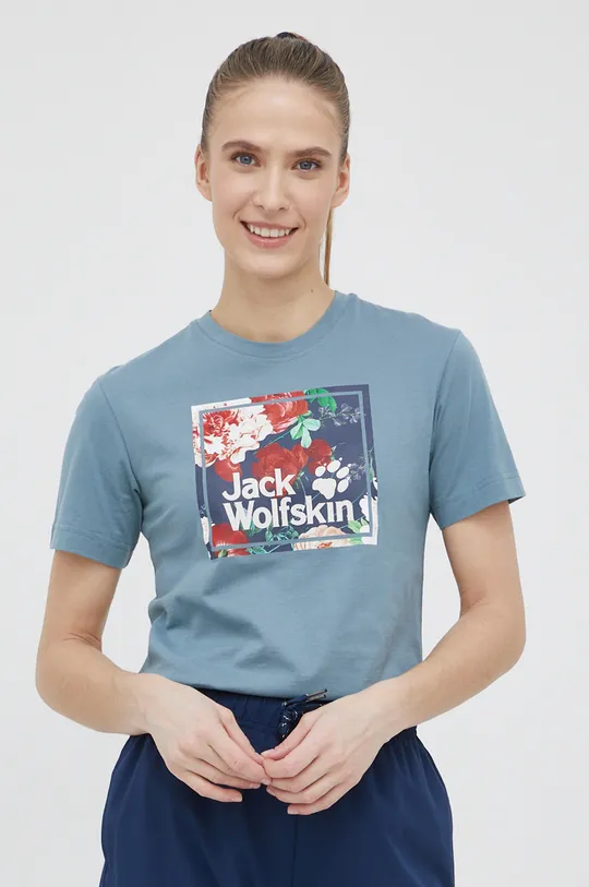 γκρί Βαμβακερό μπλουζάκι Jack Wolfskin Γυναικεία
