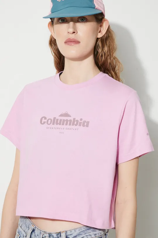 розов Памучна тениска Columbia North Cascades Жіночий