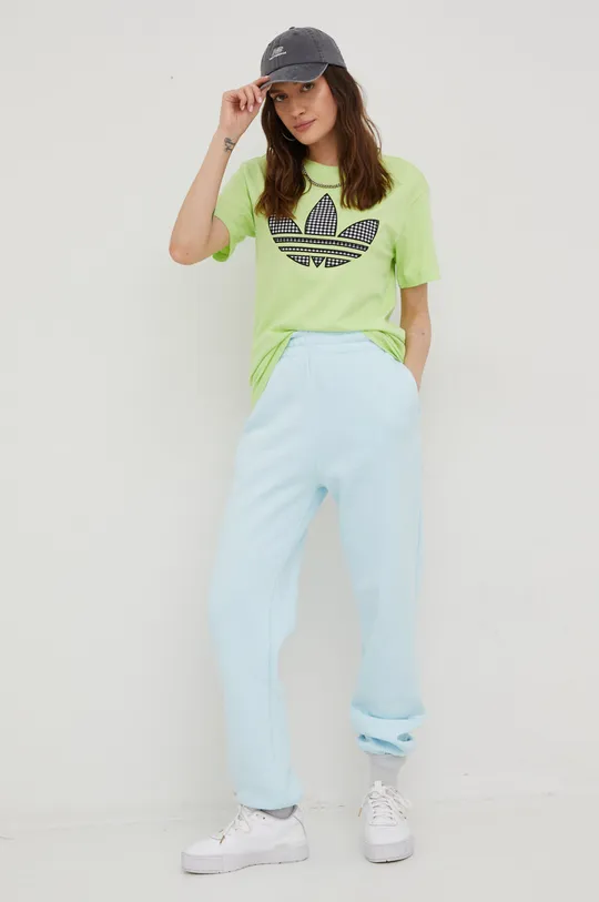 πράσινο Βαμβακερό μπλουζάκι adidas Originals Trefoil Moments Γυναικεία