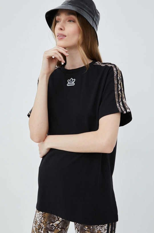 Βαμβακερό μπλουζάκι adidas Originals μαύρο