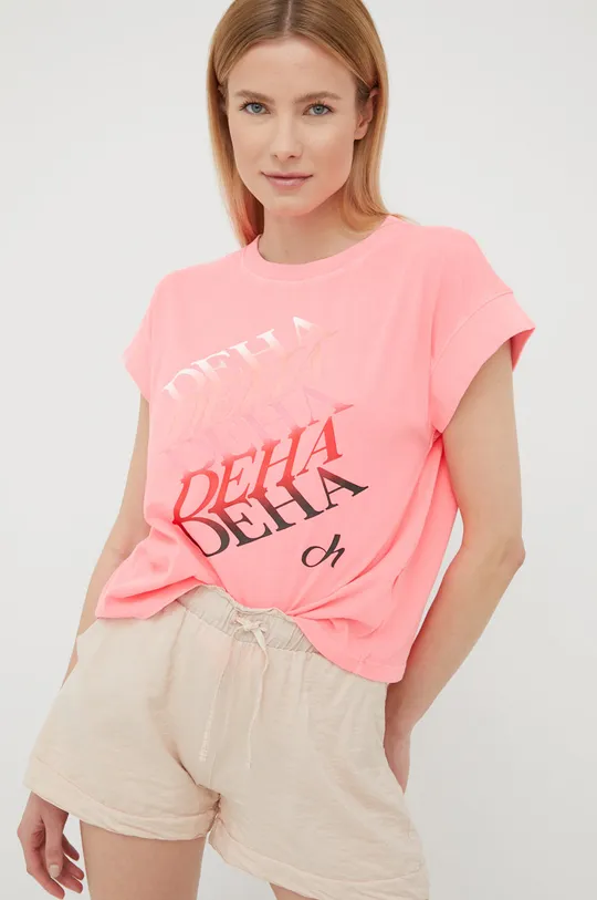 ροζ Βαμβακερό μπλουζάκι Deha Γυναικεία
