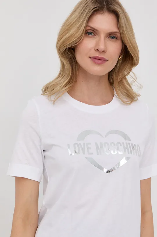 biały Love Moschino t-shirt bawełniany