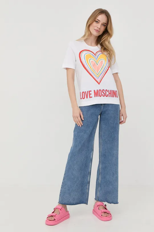 Bavlnené tričko Love Moschino biela