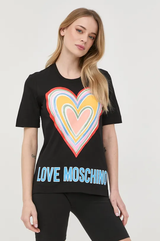 čierna Bavlnené tričko Love Moschino Dámsky
