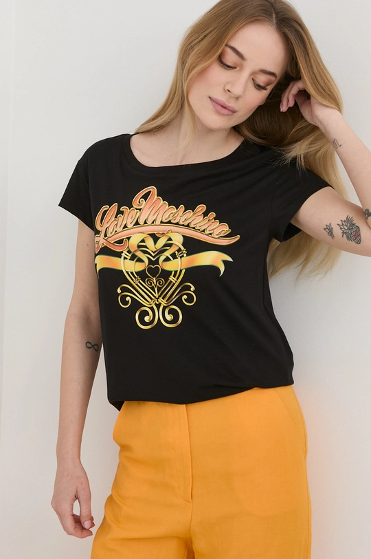 czarny Love Moschino t-shirt bawełniany Damski