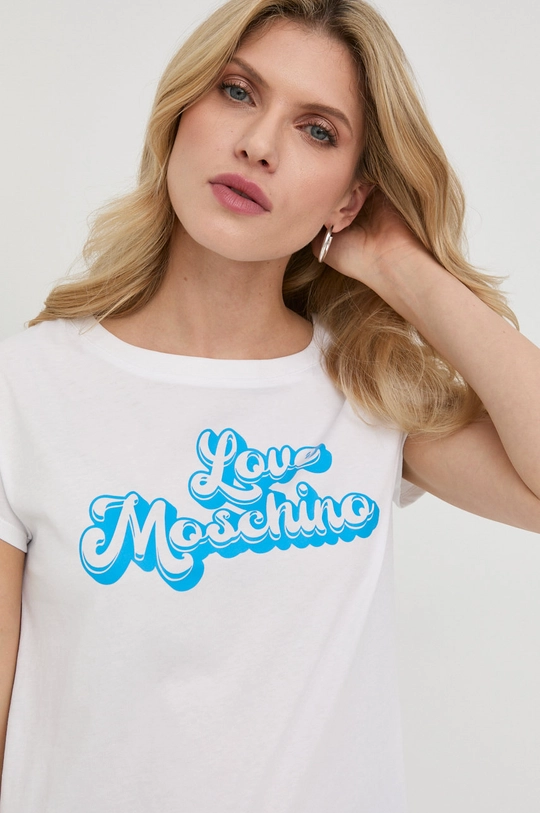 biały Love Moschino t-shirt bawełniany Damski